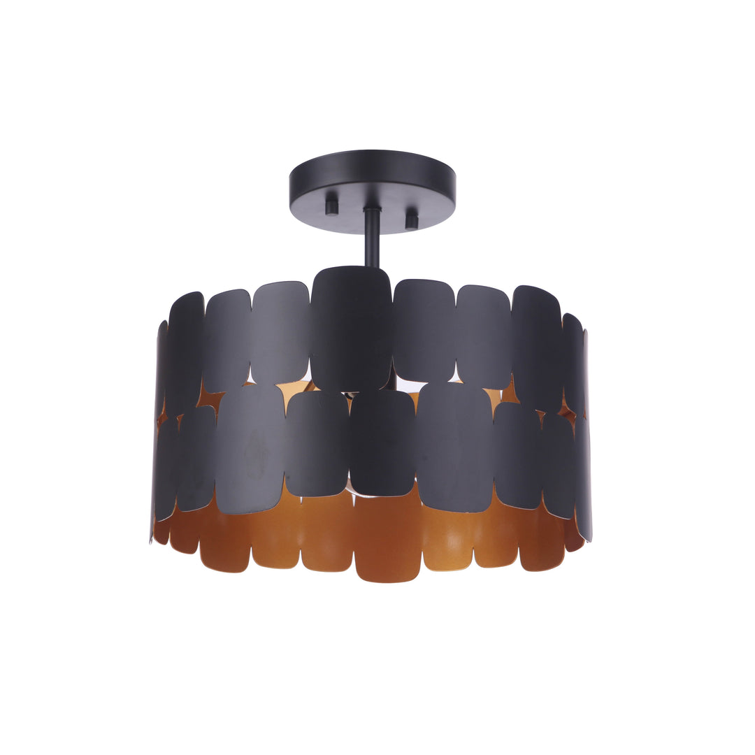 CRAFTMADE Sabrina 1 Light Convertible Semi Flush in Flat Black/Gold Luster