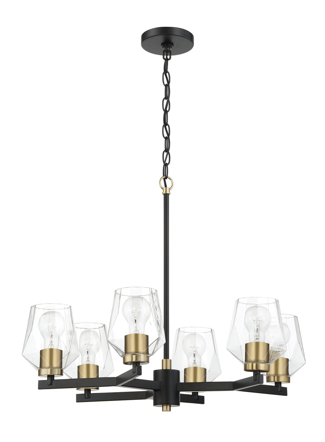 CRAFTMADE Avante Grand 6 Light Chandelier in Flat Black/Satin Brass