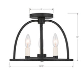 Crystorama Crystorama Abbott 3 Light Black Semi Flush Mount