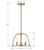 Abbott 3 Light Vibrant Gold Mini Chandelier Crystorama