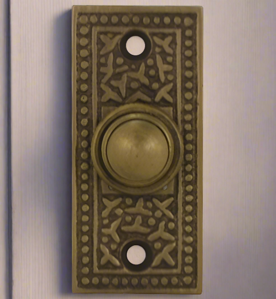Solid Brass Rice Pattern Door Bell (Several Finishes Available) COPPER MOUNTAIN HARDWARE