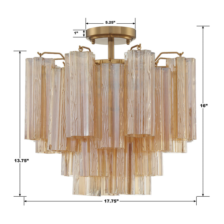 Crystorama Crystorama Addis 4 Light Aged Brass Semi Flush Mount