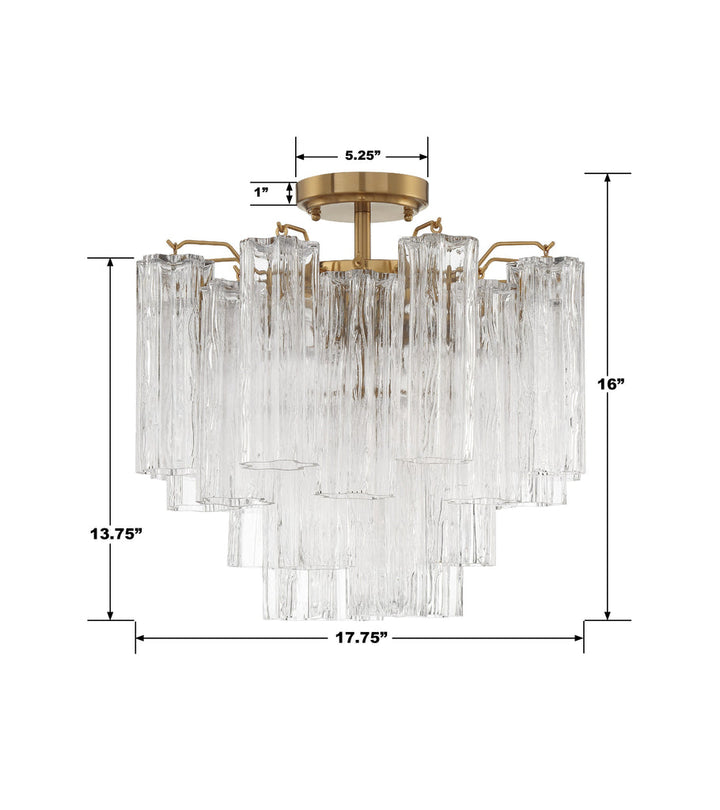 Crystorama Crystorama Addis 4 Light Aged Brass Semi Flush Mount