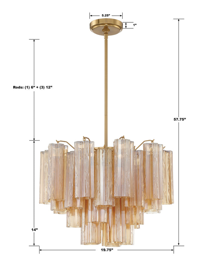 Addis 6 Light Aged Brass Chandelier Crystorama