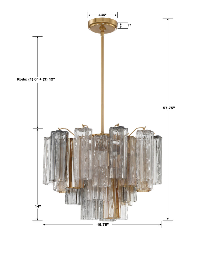 Addis 6 Light Aged Brass Chandelier Crystorama