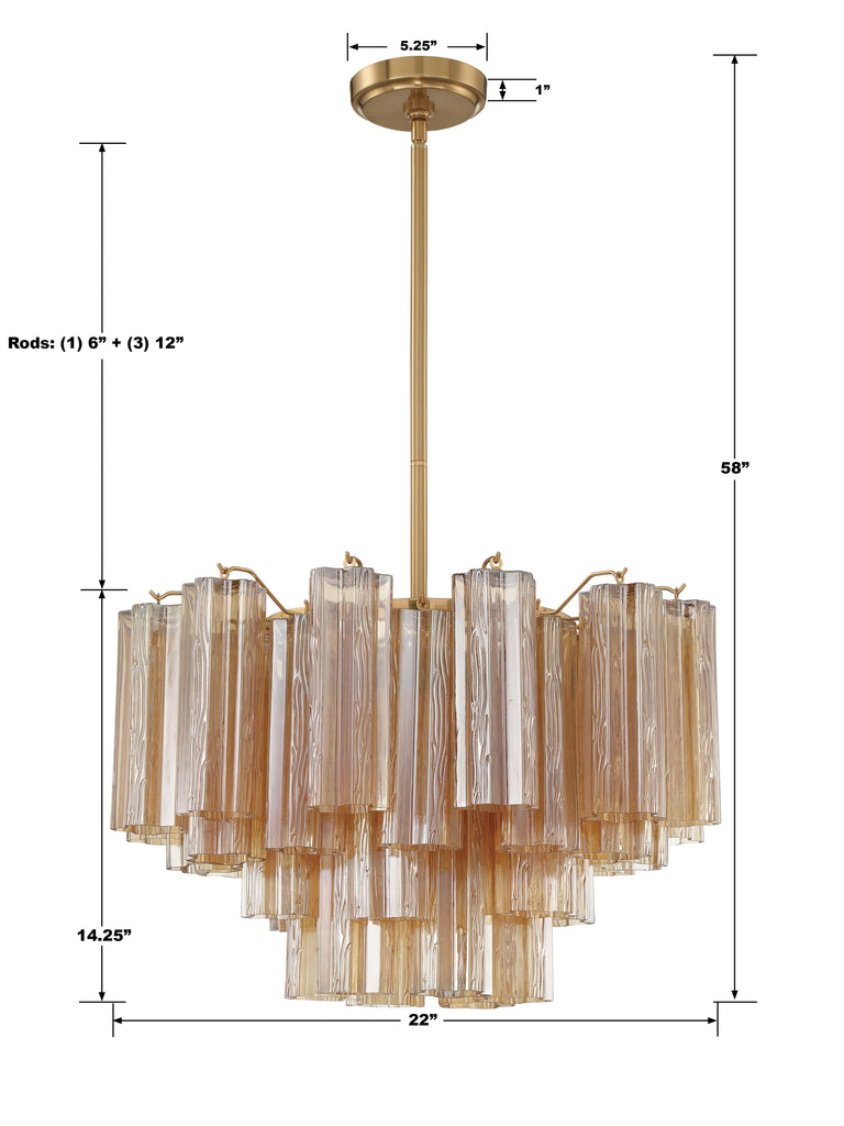 Addis 9 Light Aged Brass Chandelier Crystorama