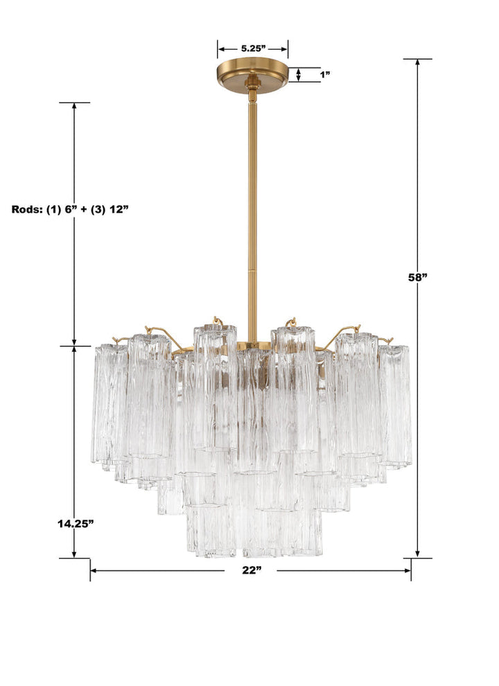 Addis 9 Light Aged Brass Chandelier Crystorama