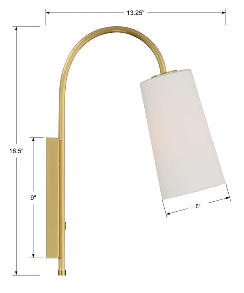 Alexa 1 Light Aged Brass Task Sconce Crystorama