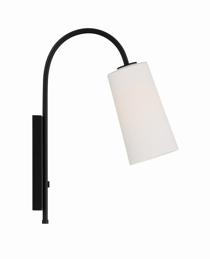 Alexa 1 Light Matte Black Task Sconce Crystorama