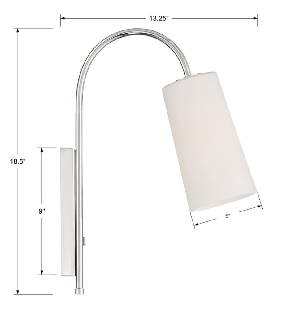 Alexa 1 Light Polished Nickel Task Sconce Crystorama