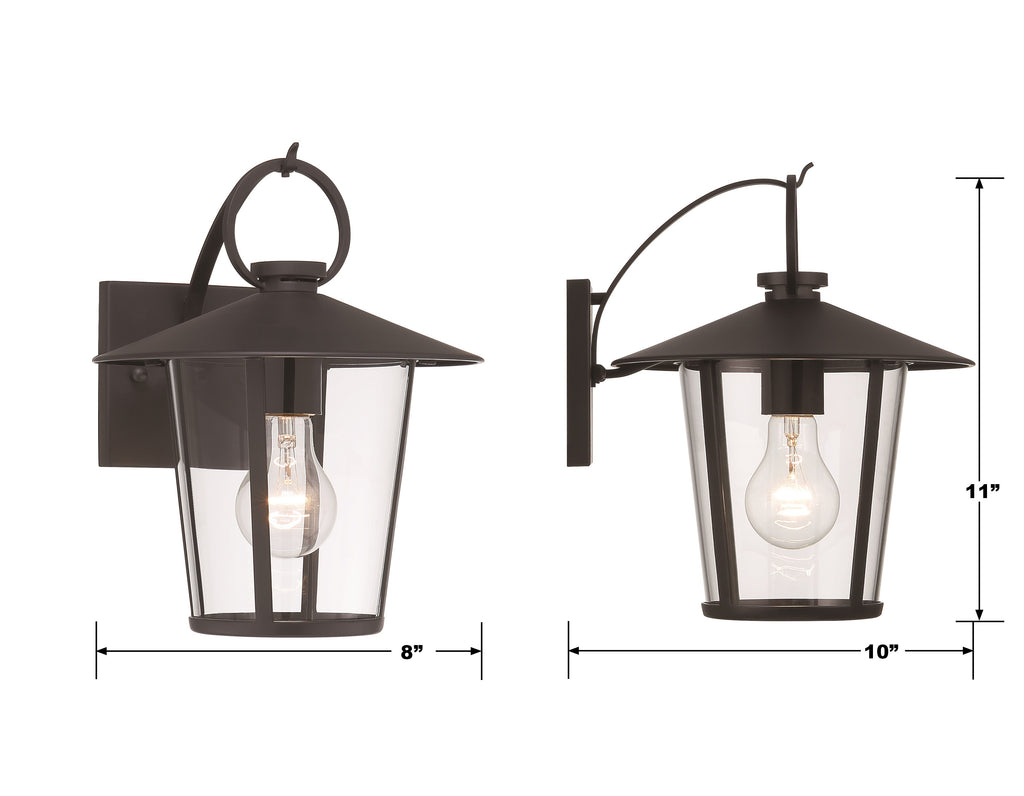 Andover 1 Light Matte Black Outdoor Sconce Crystorama