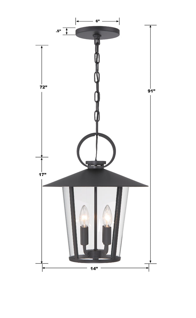 Andover 4 Light Matte Black Outdoor Pendant Crystorama