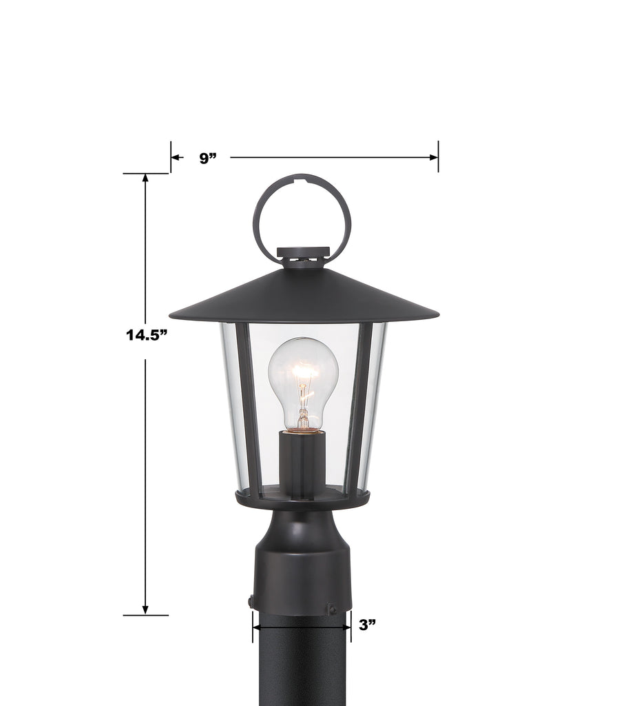 Crystorama Crystorama Andover 1 Light Matte Black Outdoor Post