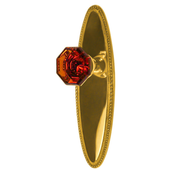 Oval Beaded Backplate Door Set with Octagon Amber Glass Door Knobs (Several Finishes Available)