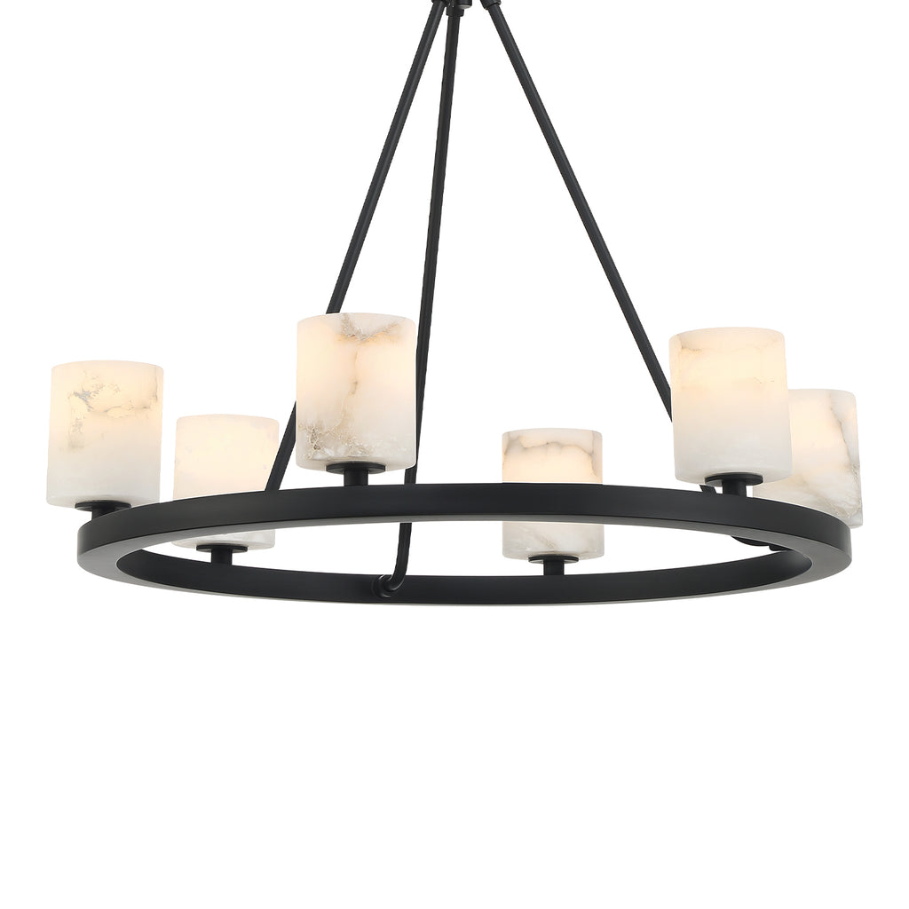 Aragon 6 Light Matte Black Chandelier Crystorama