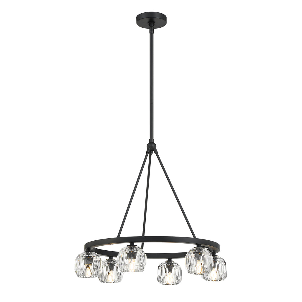 Aragon 6 Light Matte Black Chandelier Crystorama