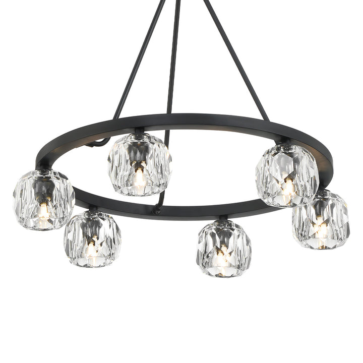 Aragon 6 Light Matte Black Chandelier Crystorama