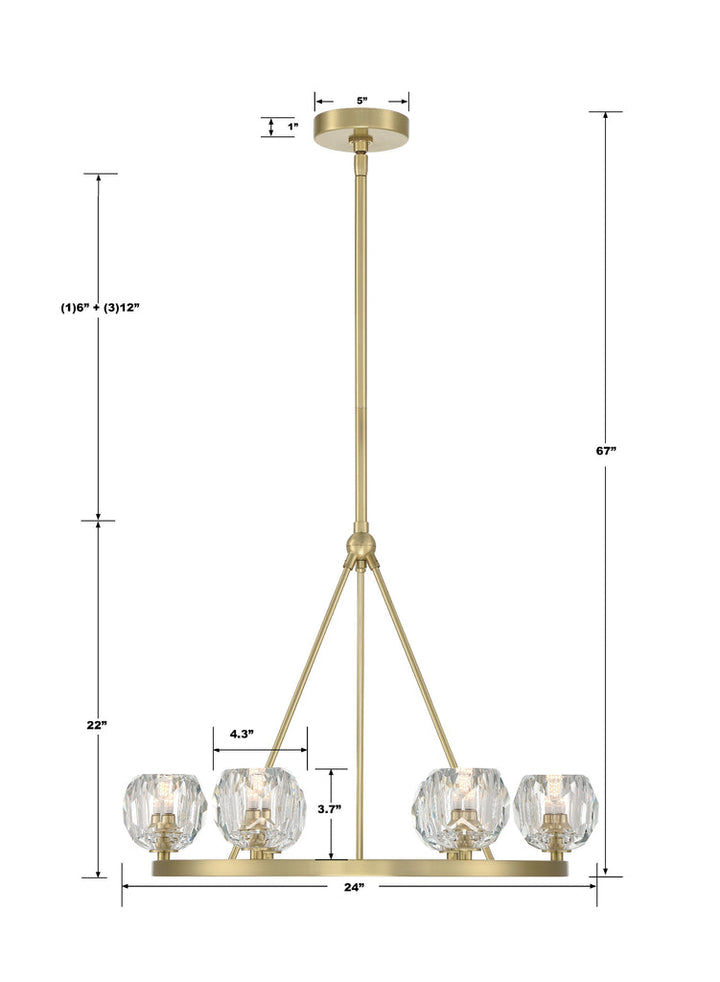 Aragon 6 Light Soft Brass Chandelier Crystorama