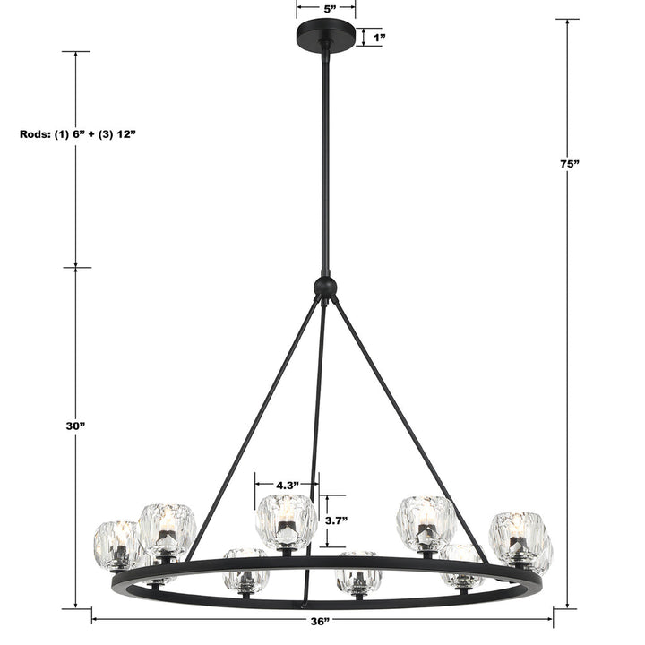 Aragon 10 Light Matte Black Chandelier Crystorama