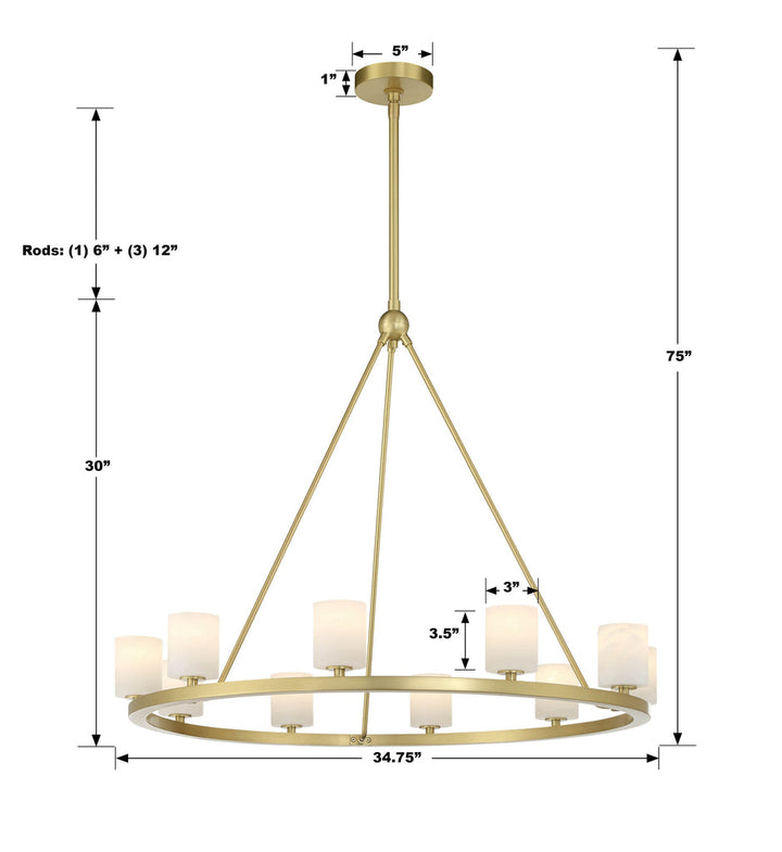 Aragon 10 Light Soft Brass Chandelier Crystorama