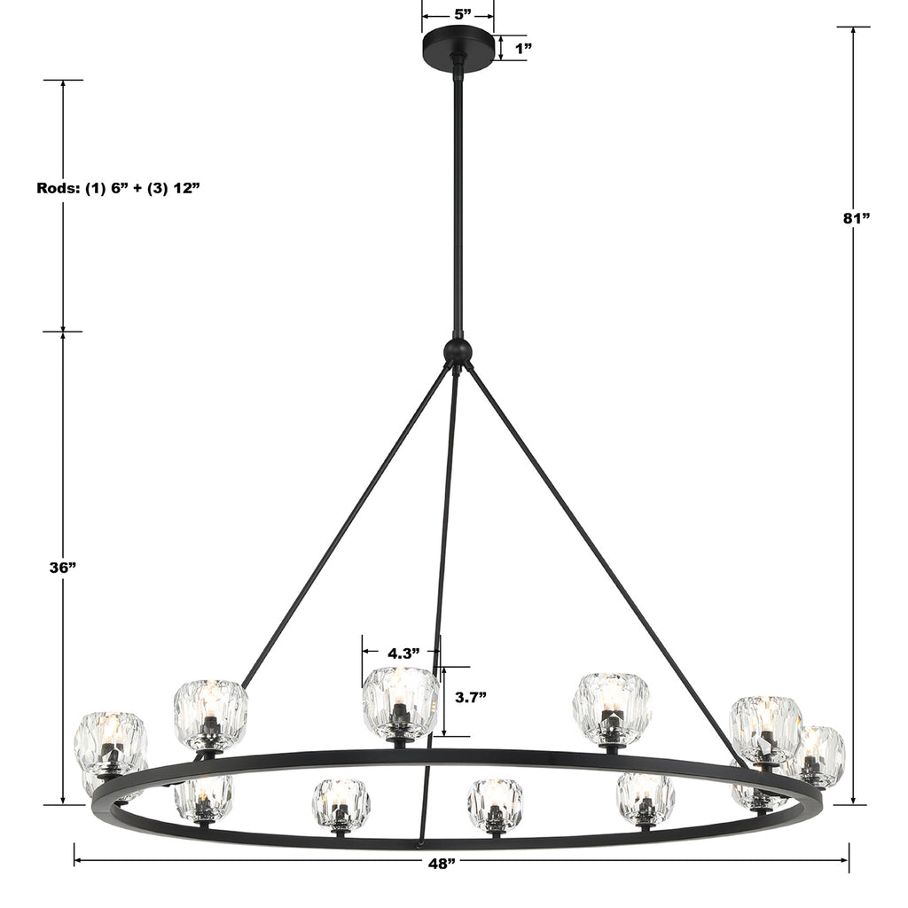 Aragon 12 Light Matte Black Chandelier Crystorama