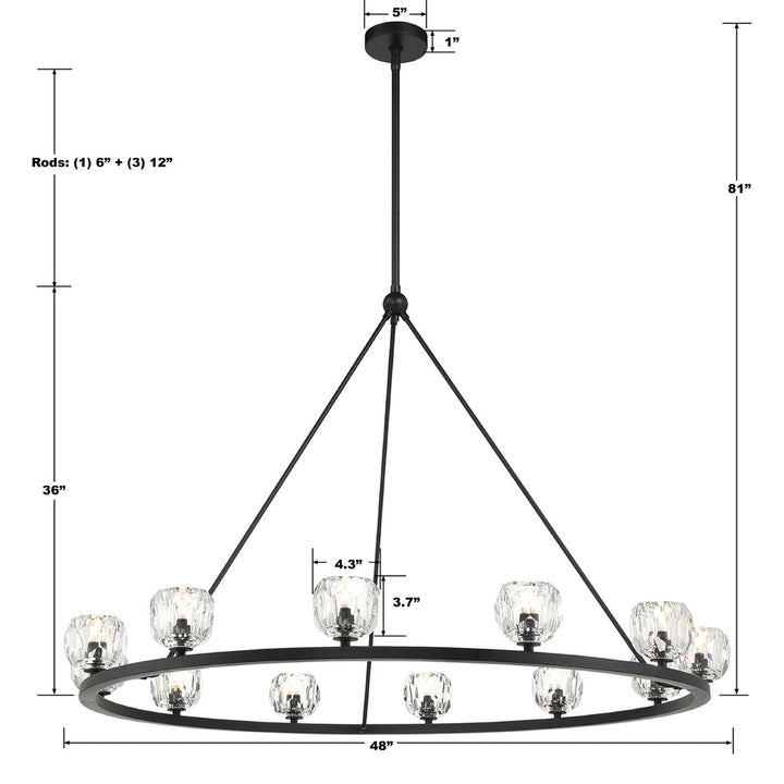 Aragon 12 Light Matte Black Chandelier Crystorama