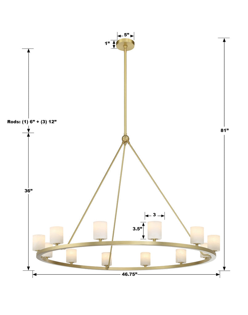 Aragon 12 Light Soft Brass Chandelier Crystorama