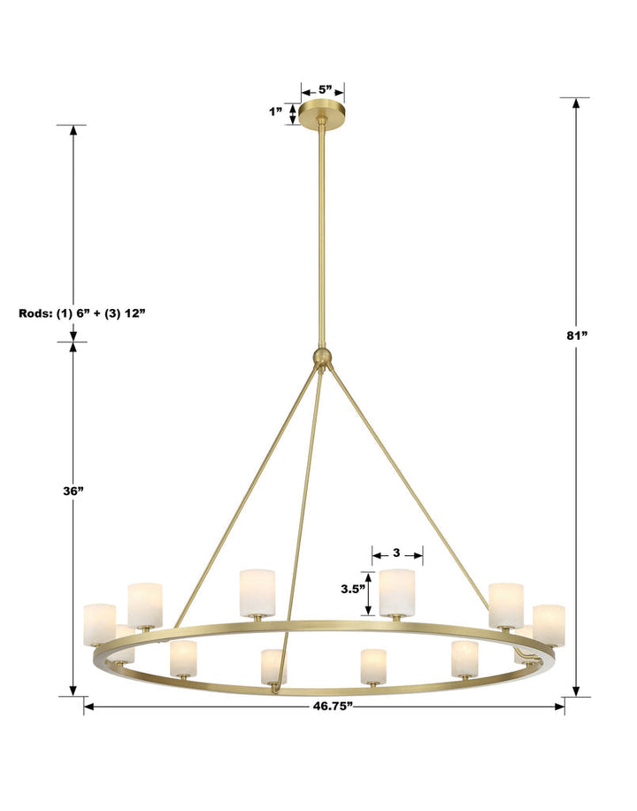 Aragon 12 Light Soft Brass Chandelier Crystorama