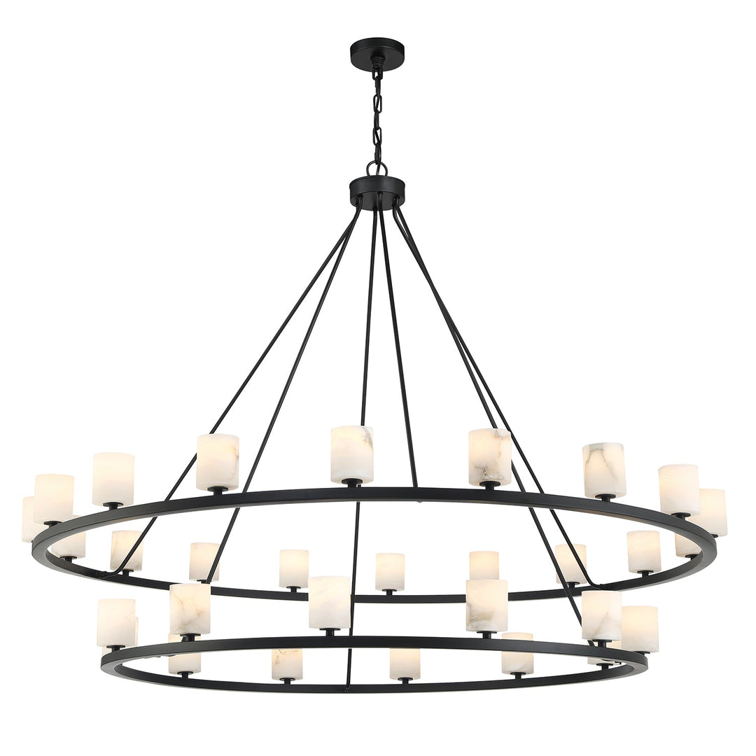 Aragon 30 Light Matte Black Chandelier Crystorama