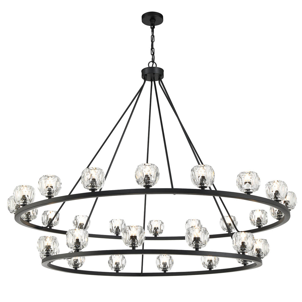 Aragon 30 Light Matte Black Chandelier Crystorama