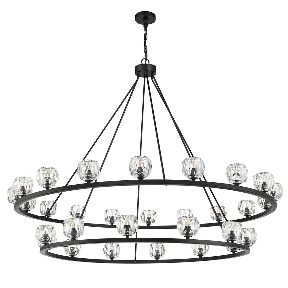 Aragon 30 Light Matte Black Chandelier Crystorama