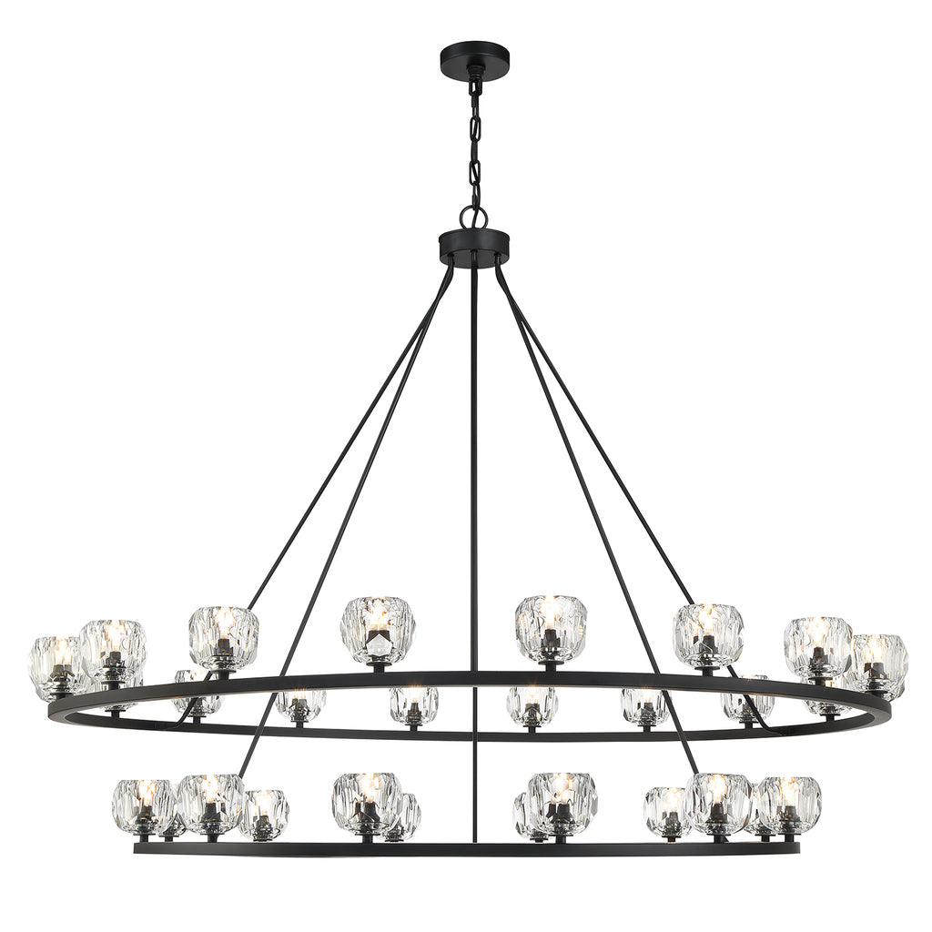 Aragon 30 Light Matte Black Chandelier Crystorama