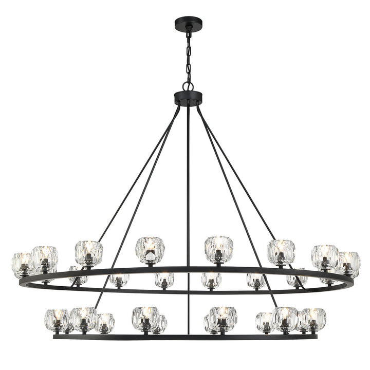 Aragon 30 Light Matte Black Chandelier Crystorama