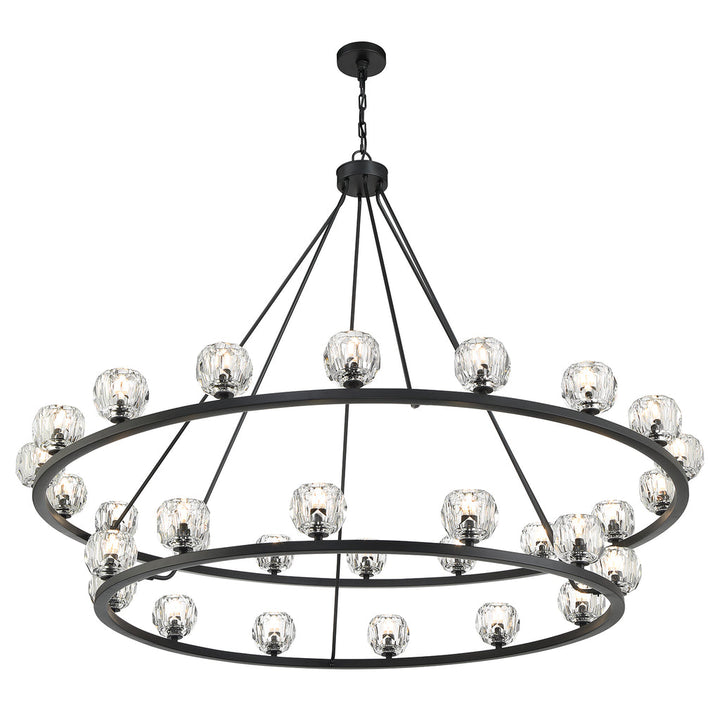 Aragon 30 Light Matte Black Chandelier Crystorama