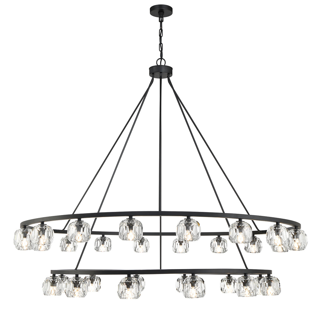 Aragon 30 Light Matte Black Chandelier Crystorama