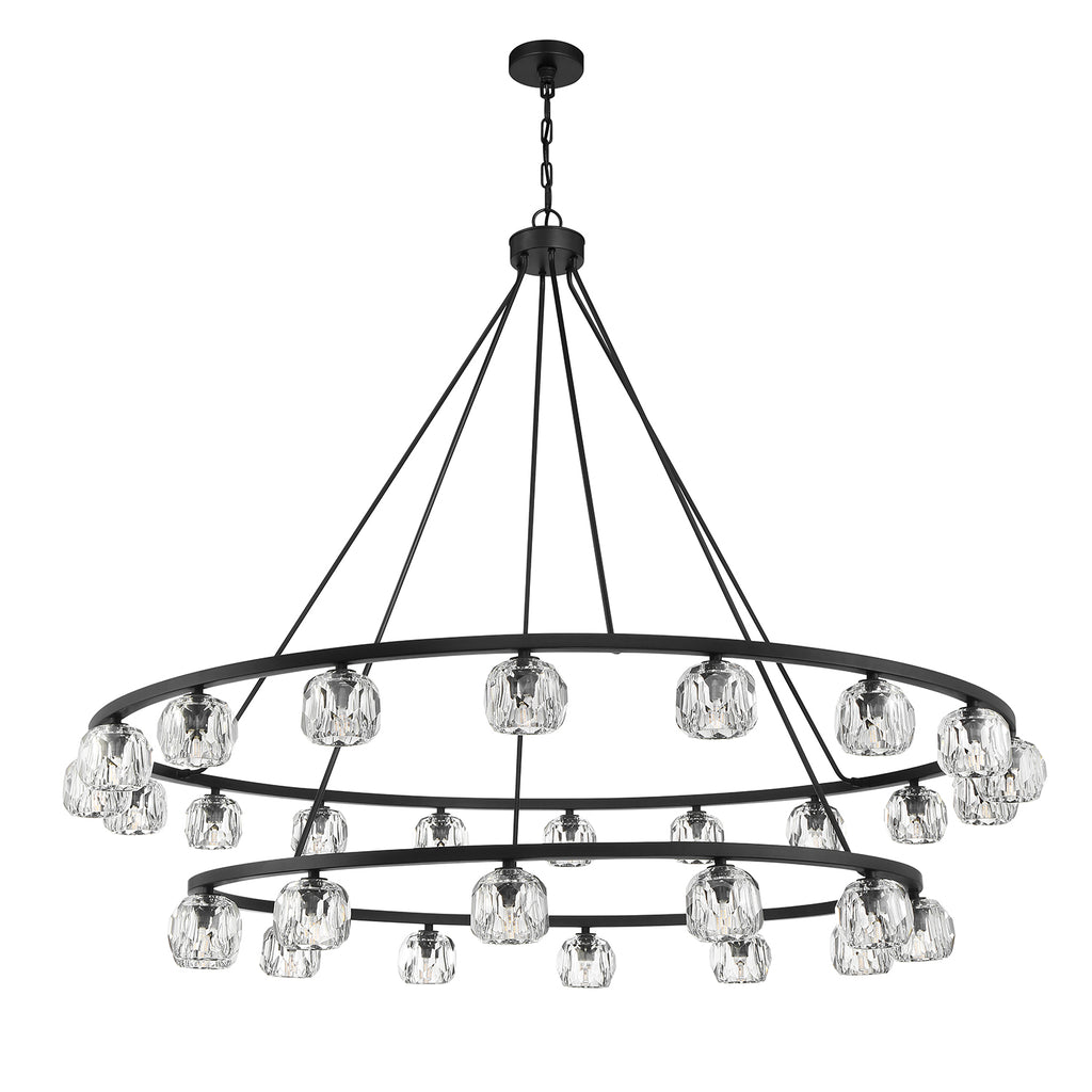 Aragon 30 Light Matte Black Chandelier Crystorama