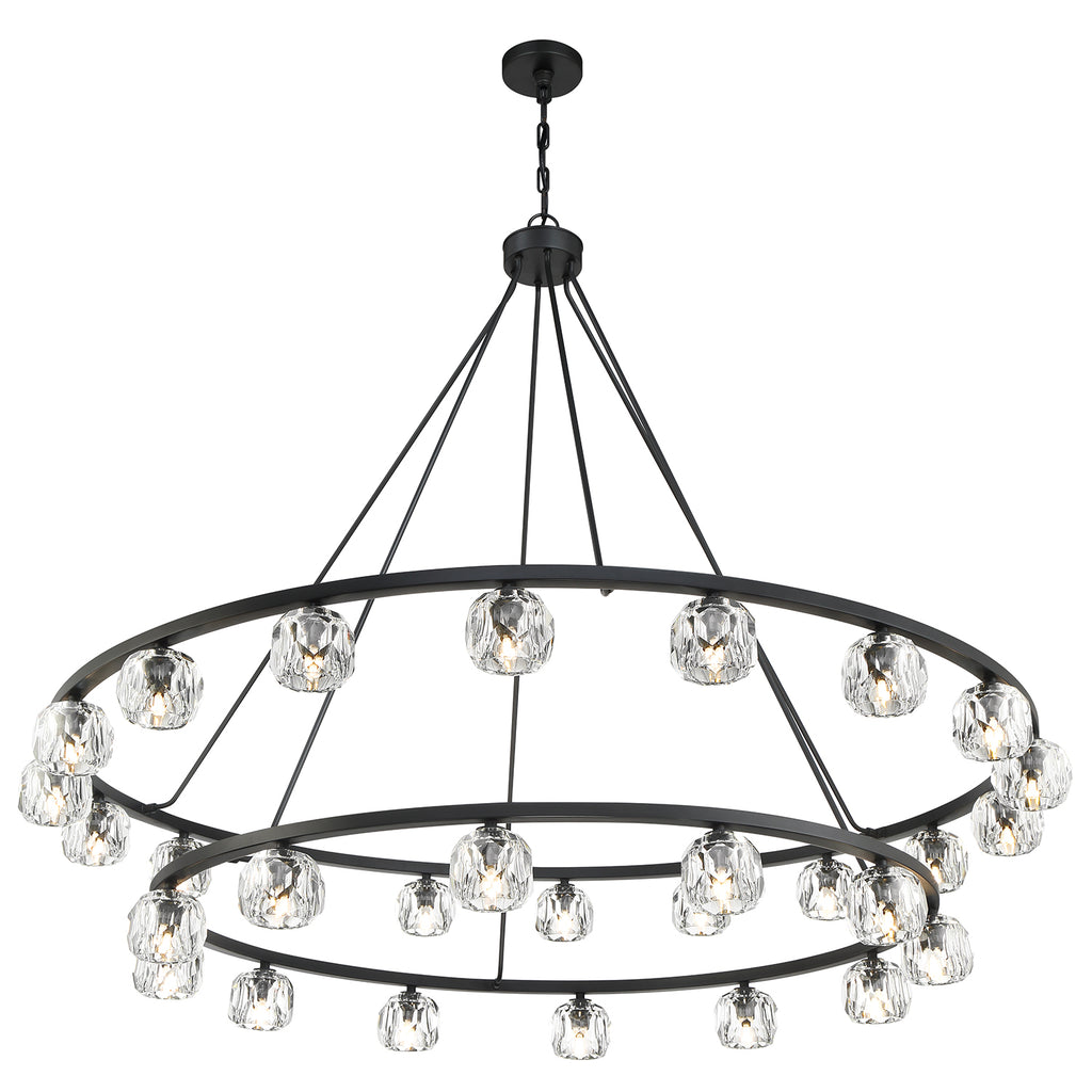 Aragon 30 Light Matte Black Chandelier Crystorama