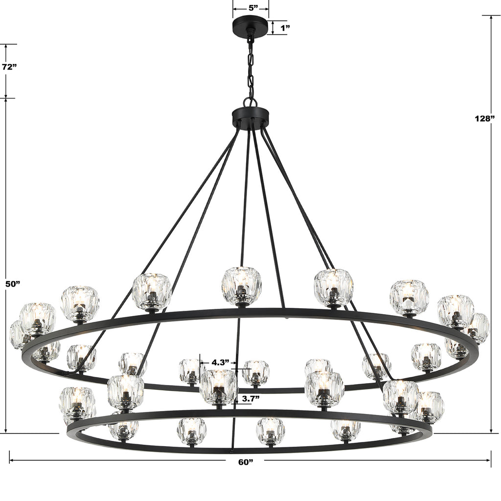 Aragon 30 Light Matte Black Chandelier Crystorama