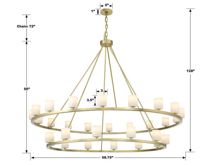 Aragon 30 Light Soft Brass Chandelier Crystorama