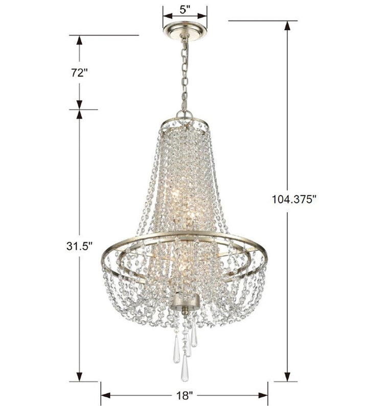 Arcadia 4 Light Antique Silver Chandelier Crystorama