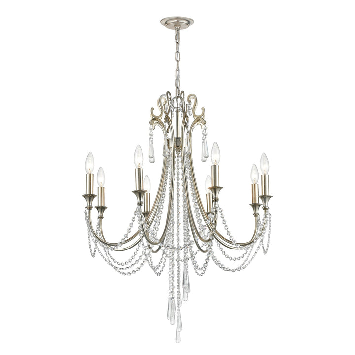 Arcadia 8 Light Antique Silver Chandelier Crystorama