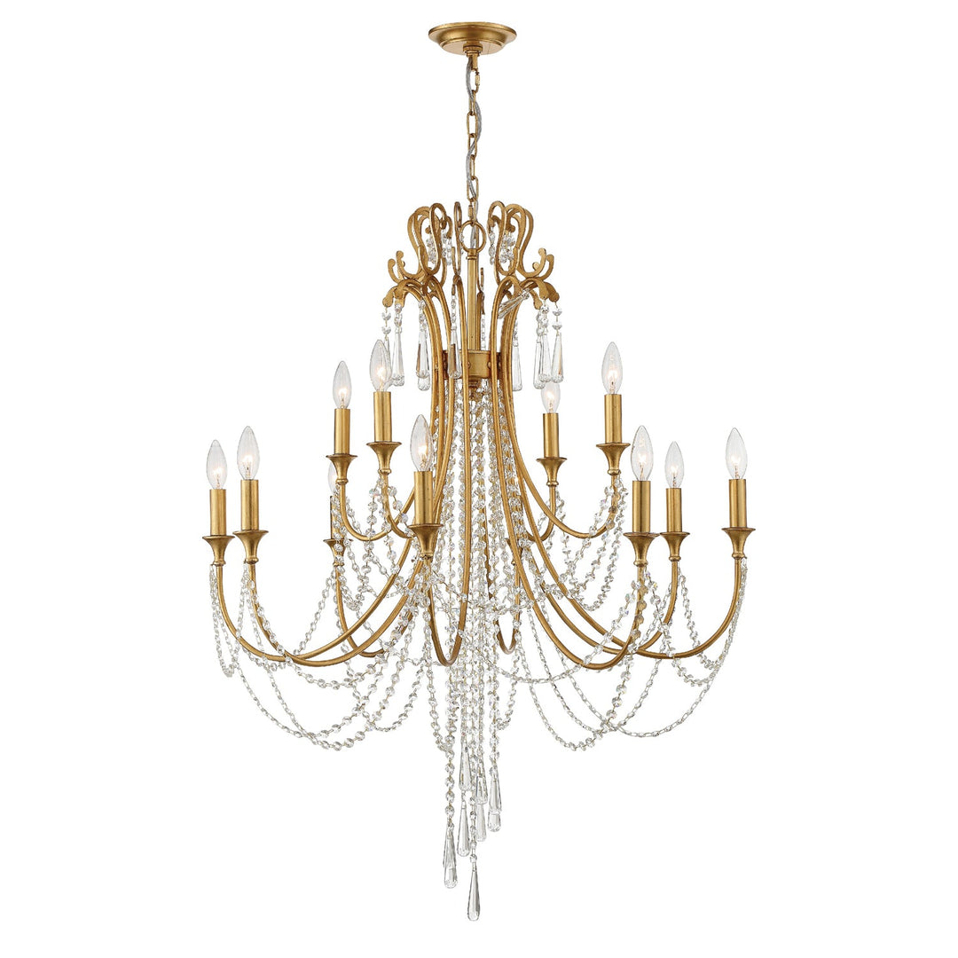 Arcadia 12 Light Antique Gold Chandelier Crystorama