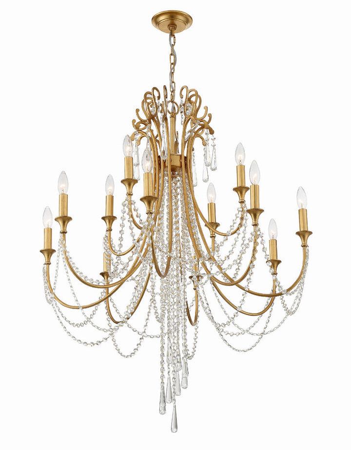 Arcadia 12 Light Antique Gold Chandelier Crystorama