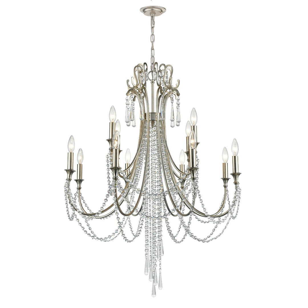 Arcadia 12 Light Antique Silver Chandelier Crystorama