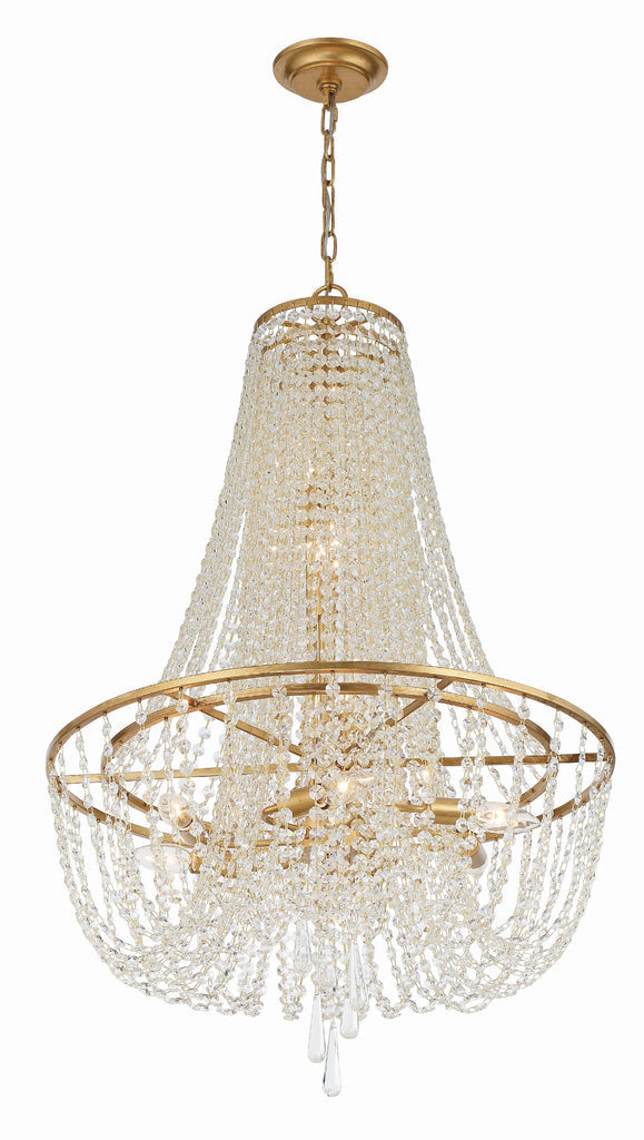 Arcadia 9 Light Antique Gold Chandelier Crystorama