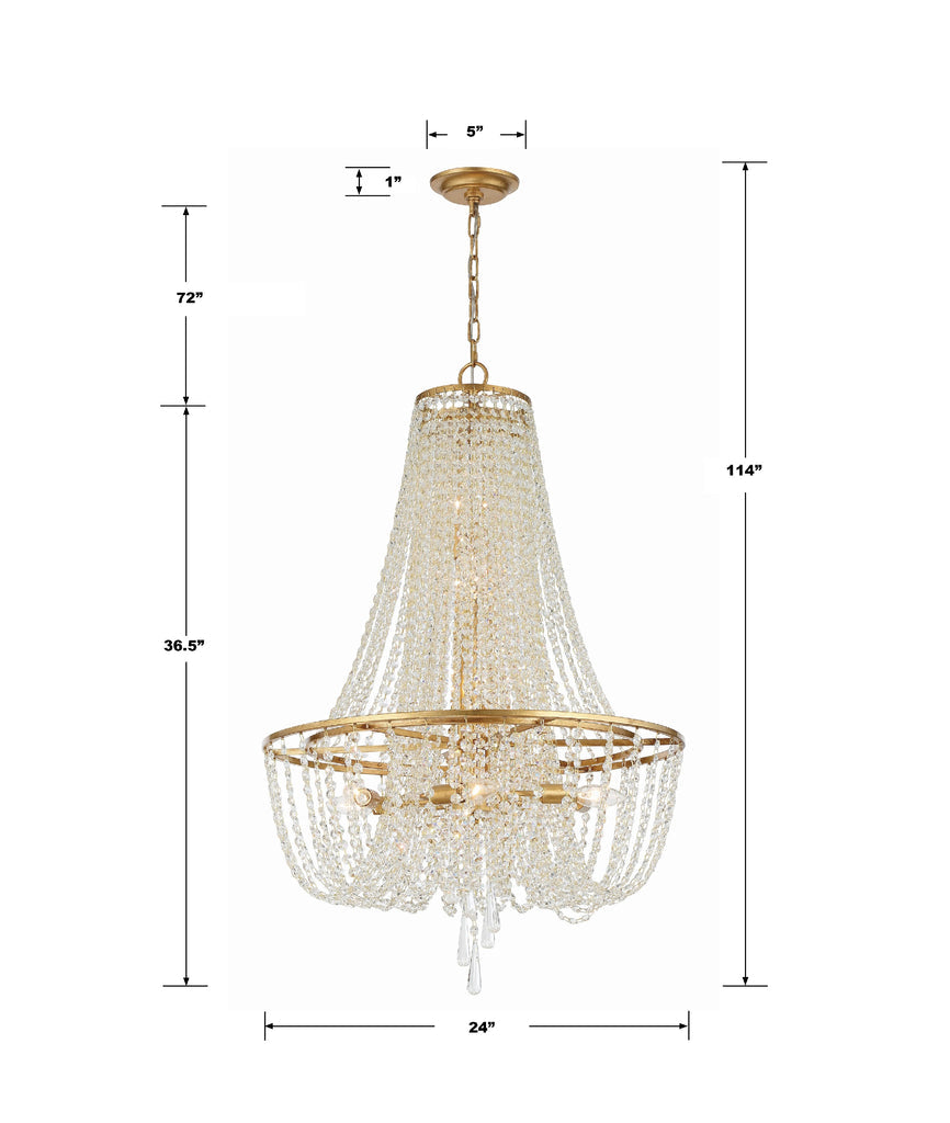 Arcadia 9 Light Antique Gold Chandelier Crystorama