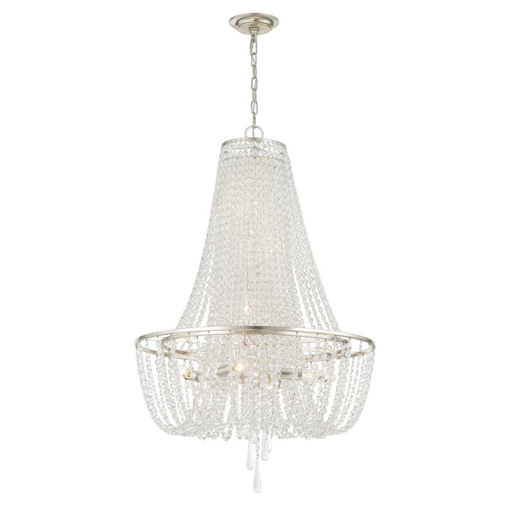 Arcadia 9 Light Antique Silver Chandelier Crystorama