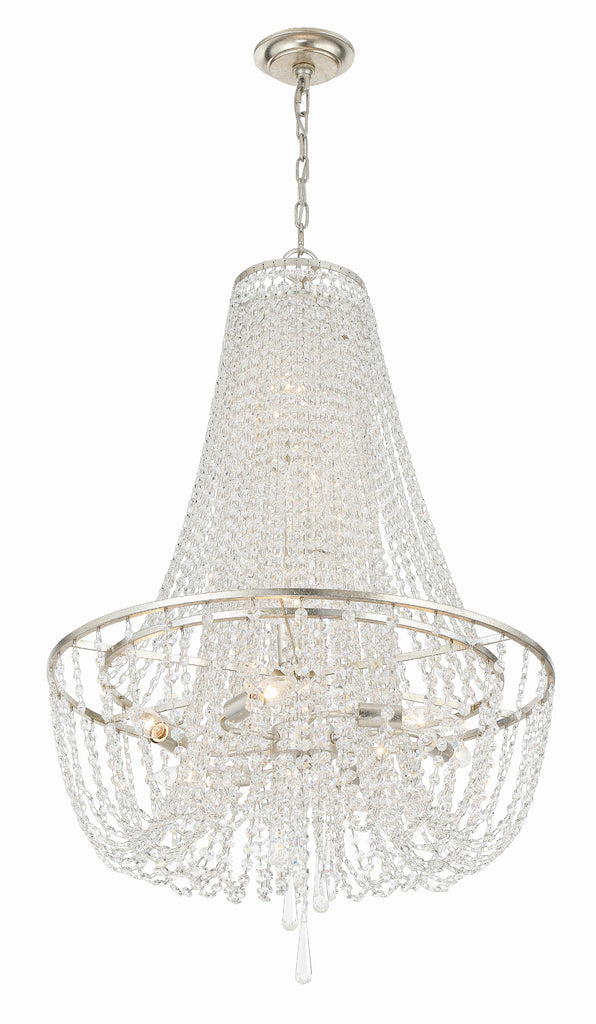 Arcadia 9 Light Antique Silver Chandelier Crystorama