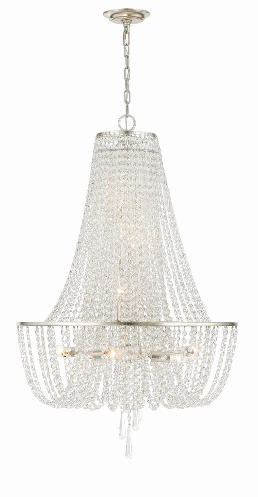 Arcadia 9 Light Antique Silver Chandelier Crystorama