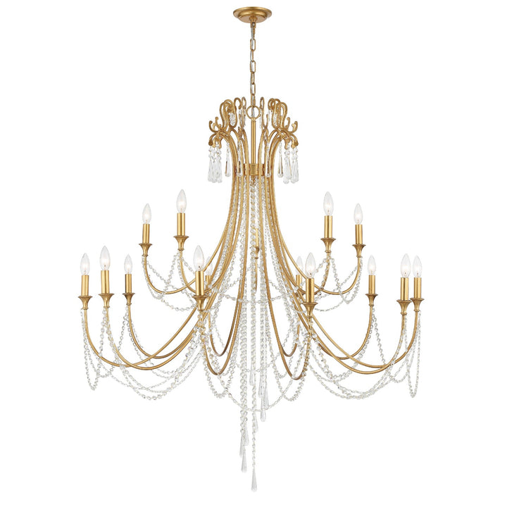 Arcadia 15 Light Antique Gold Chandelier Crystorama